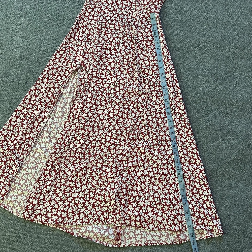 Reformation Dress Womens 2 Red Floral Cutout Maxi Fit Flare Short Sleeve Slit - Picture 8 of 16